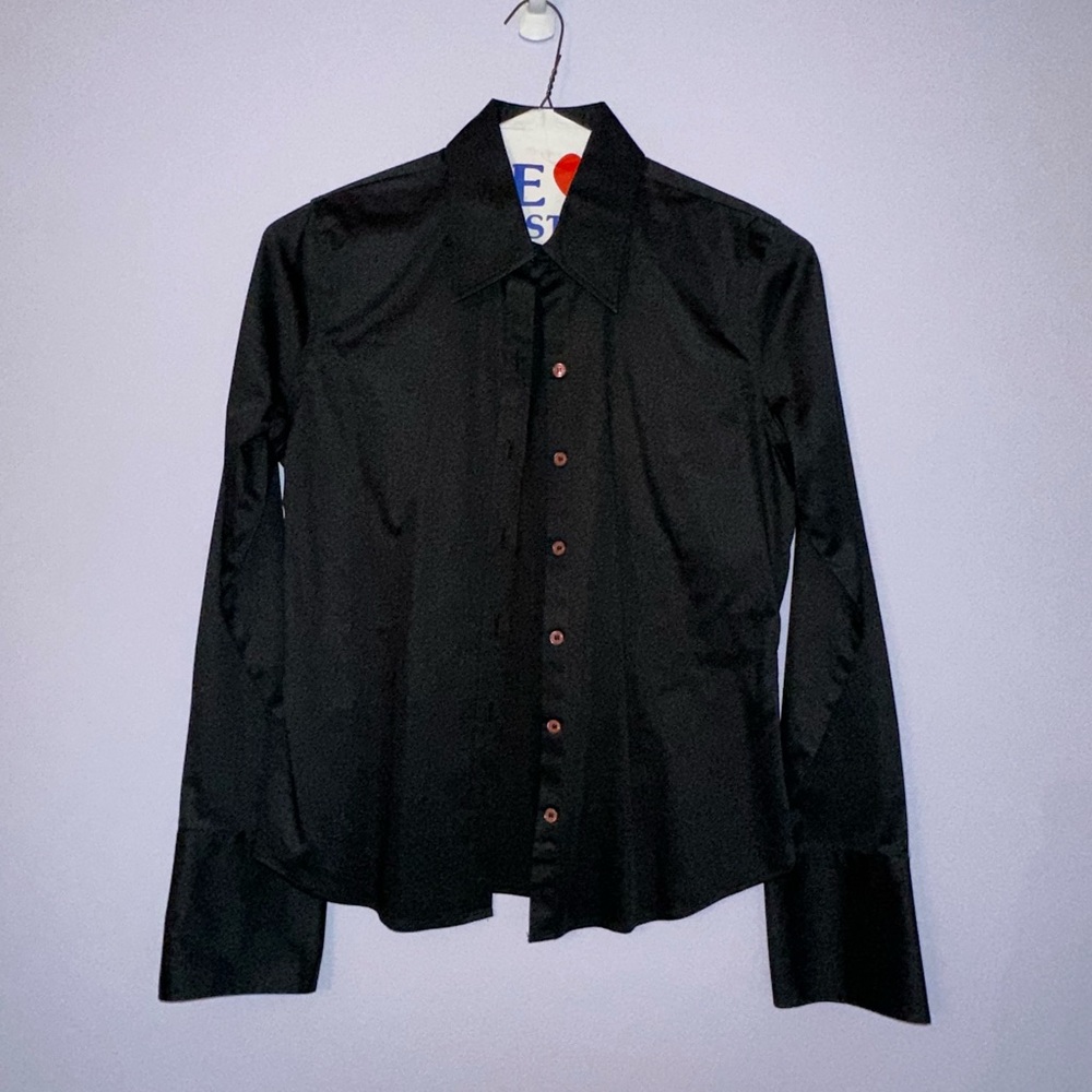 Black Long Sleeve Fitted Button Down Shirt